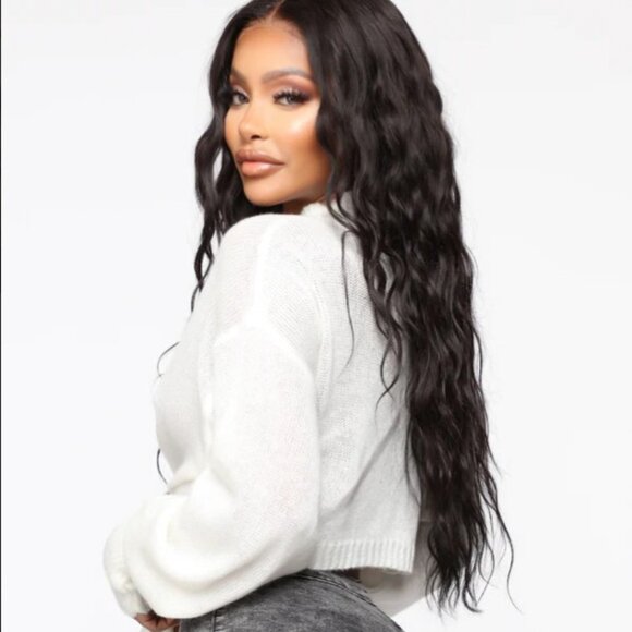 Fashion Nova You Should Stop By White Cropped Sweater Tie Front NWT 1X - Picture 4 of 4